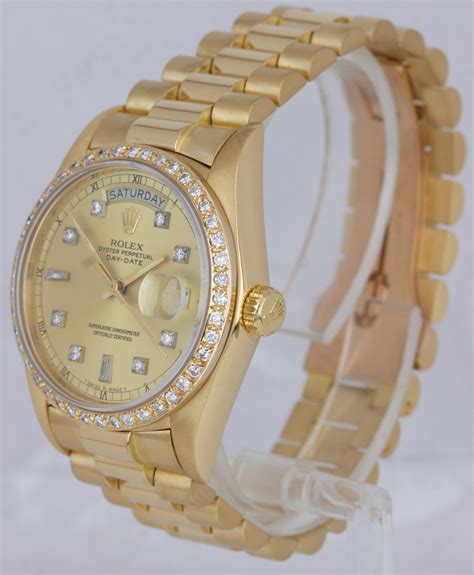 rolex gold presidential band|rolex presidential with diamond bezel.